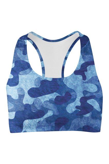 art of camo blue sport bra front by utopy